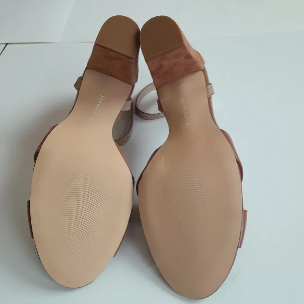 H by Halston Kaely Snake Embossed Tan Heels Size 10M